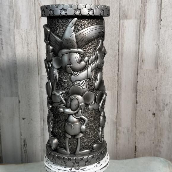 Walt Disney World Florist 3D Texture Silver Resin Mickey Through The Years Vase - Picture 2 of 9